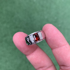 Natural 2.00 Carat Blood Red Garnet Ring   Handmade Sterling Silver Ring