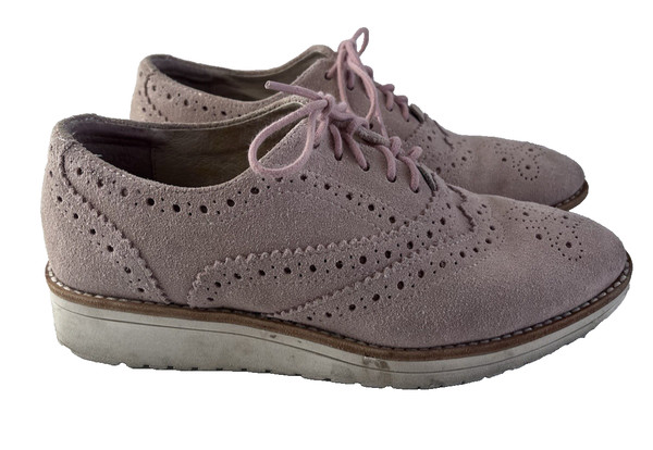 Frankie 4 Pink Suede Leather Lace Up Brogue Shoes Women's Size 6