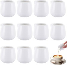 DAJAVE 12 Pcs Small Milk Jug 60ml White Ceramic Milk Jug Mini Gravy Jugs Sauce