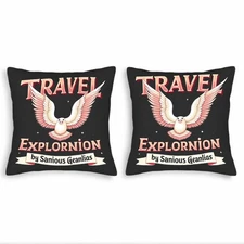 Set of 2 Decorative Throw Pillow Covers 18x18in - White in Bold Red Design 