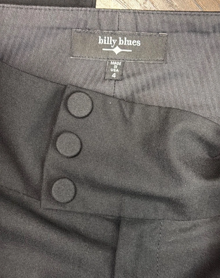 Pantalones cortos clásicos acampanados vintage Billy Blues para mujer 4 tiro bajo negros carrera Foto 4 de 4