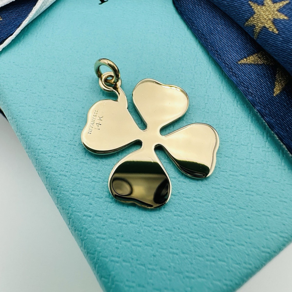 RARE Tiffany & Co 14K Rose Gold Four Leaf Lucky Clover Charm