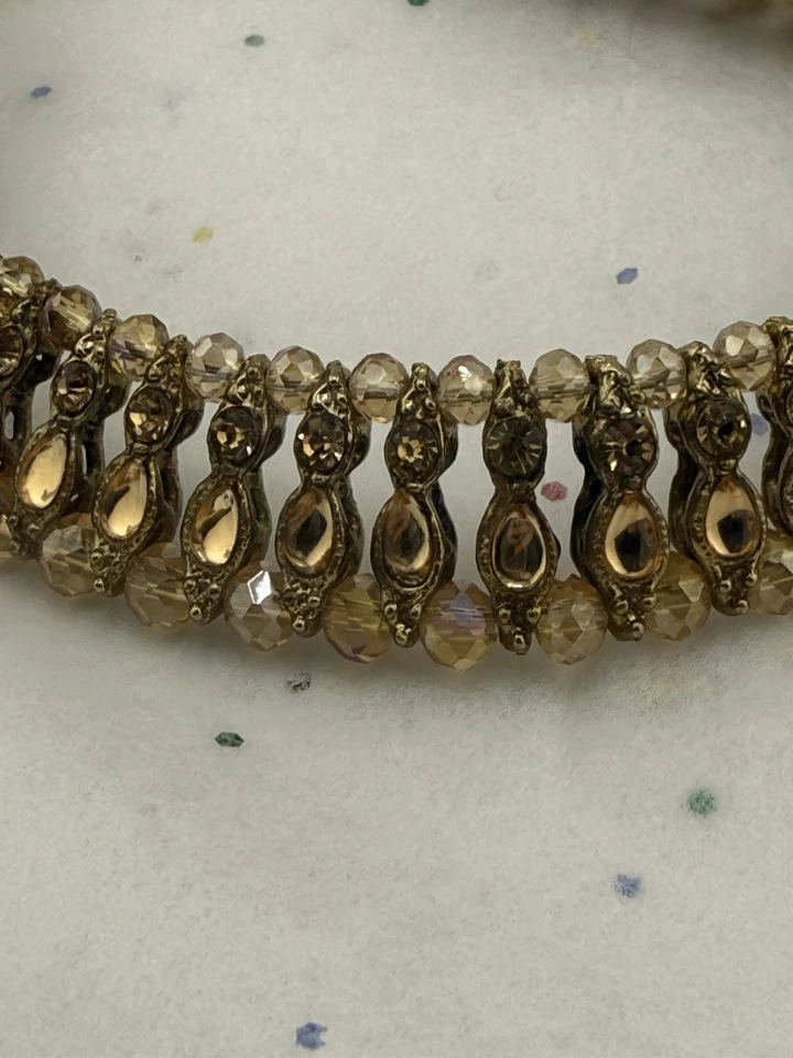 Tobillera con cuentas de vidrio ámbar topacio Bali 9 pulgadas L. Artículo B-103 Foto 3 de 4