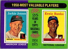 1975 Topps #196 1958 MVPs (Jackie Jensen / Ernie Banks)