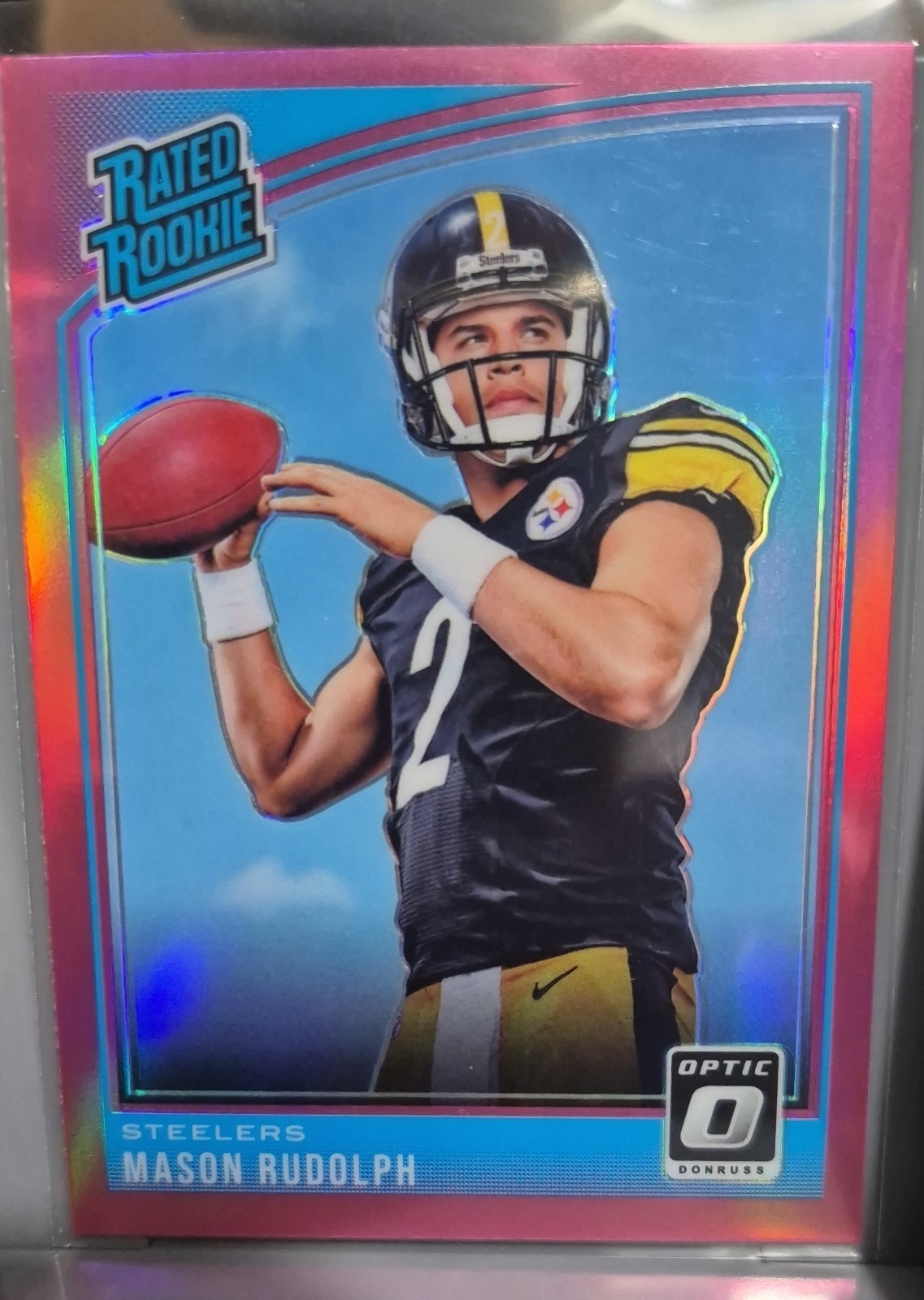 2018 Donruss Optic - Rated Rookie Mason Rudolph #155 Pink Prizm (RC) Steelers
