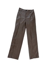 Zara Vegan Leather Francoise Full Length Trousers Brown XS
