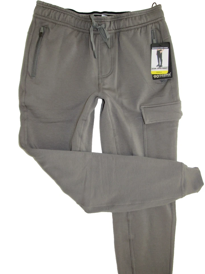 Pantalones de chándal de rendimiento de lana gris 90' DEGREE para hombre talla S bolsillo seguro con cremallera Foto 2 de 4