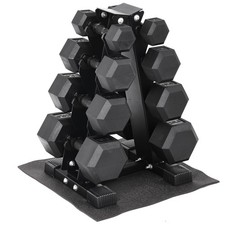 BalanceFrom Dumbbell Set with Stand, Rubber Encased Home Gym Hand Weights, 100lb