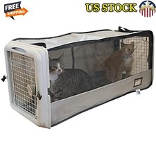 Portable Pet Travel Kennel Waterproof Cat Cage Cozy Backseat Crate W/ Leash New