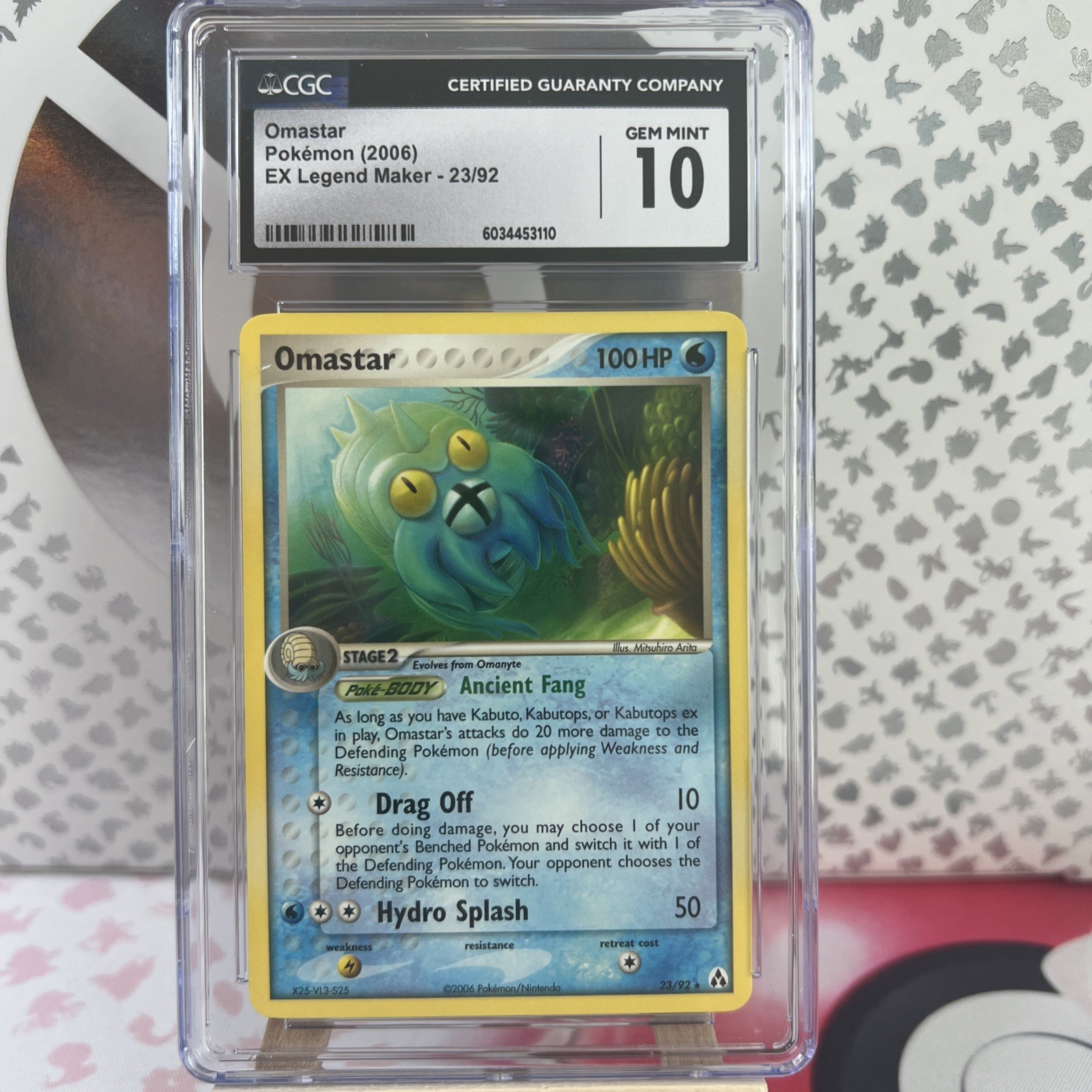 CGC 10 Gem Mint Omastar – 2006 Pokémon EX Legend Maker 23/92 – Rare Slab