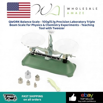 QWORK Balance Scale - 100g/0.1g Precision Laboratory Triple Beam Scale