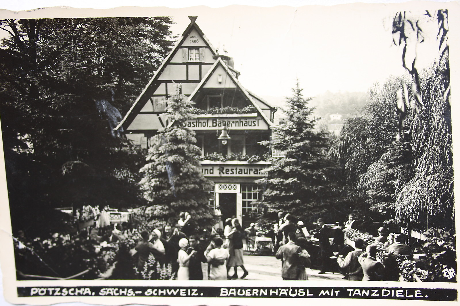 14842 Foto AK Pötzscha Suiza Sajona Casa De Campo Con Salón De Baile 1935