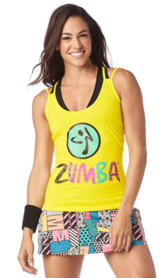 Zumba I Want My Zumba Tank Top - Mell-Oh Yellow Z1T01912 sizes XS