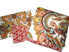 Chic Home Iman BOHO PAISLEY ORANGE AQUA MAROON (3P) QUEEN DUVET SET 200TC