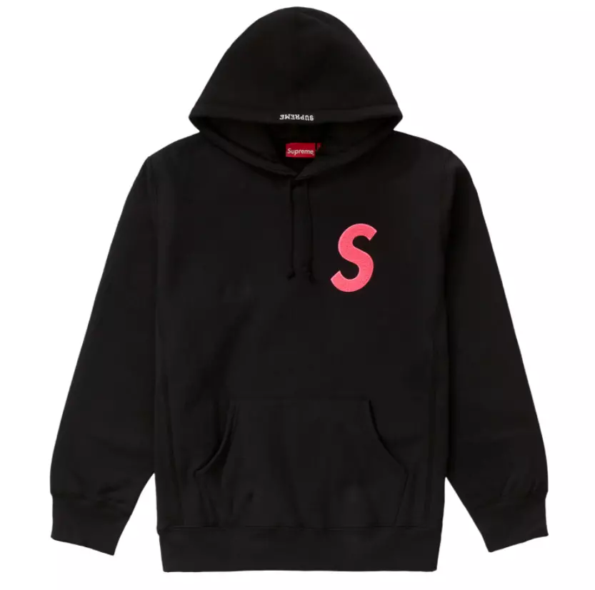 XL Supreme S Logo Hooded Sweatshirt (FW19) Black 100% AUTHENTIC