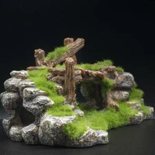 Hot Aquarium Moss Bridge Fish Tank Ornament Decor Landscape Rock Stone Bridge(S)