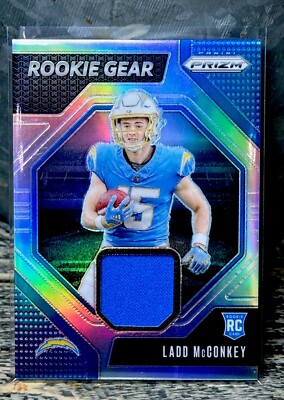 Ladd McConkey RARE SILVER PRIZM PATCH ROOKIE RC INVESTMENT CARD