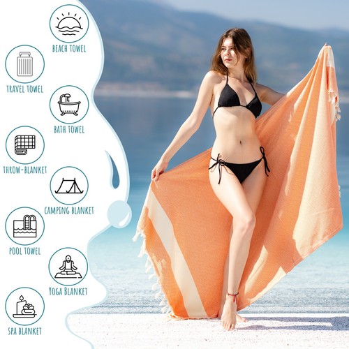 TURKISH BEACH TOWEL100% COTTON TRAVEL CAMPING SAUNA YOGA BATH HOME DECOR BLANKET - Picture 24 of 105