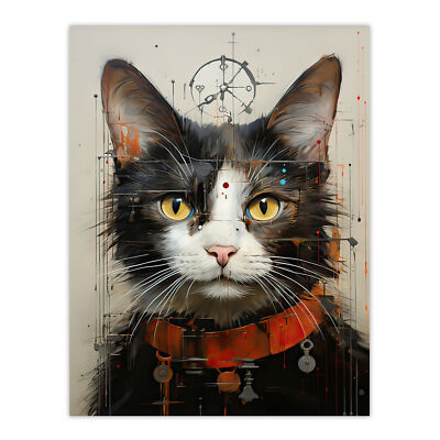 Der Schlüsselmeister Katze Portrait Ölgemälde Wandbild Poster Druck Bild