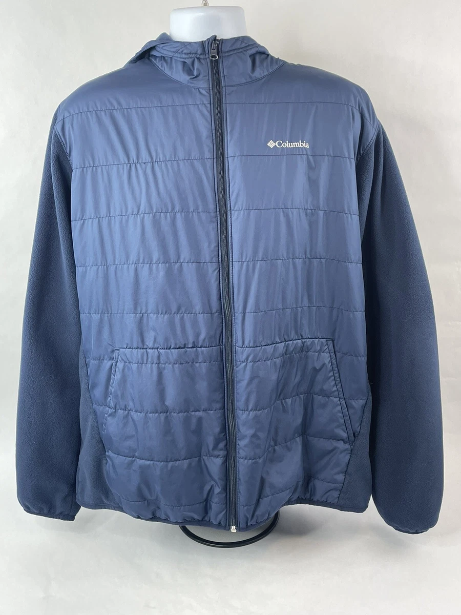 Columbia Jacket Mens 2XL Blue Puffer Thermal Coil Half Fleece Hooded Full  Zip | eBay