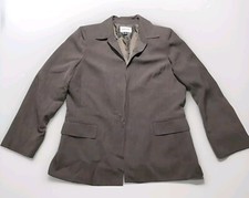 KASPER Brown Open Silhouette Blazer Jacket Size 14 Inner and Outer Polyester