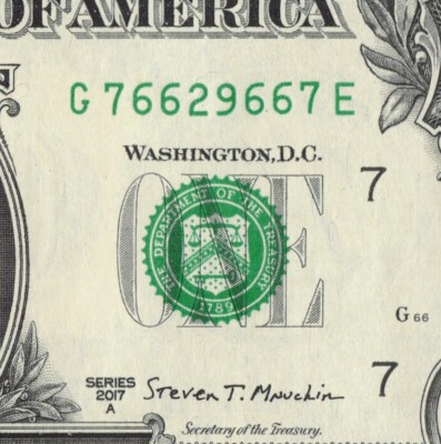 #ad Radar Bookend 766 667 Fancy Serial Number $1 Dollar Bill Mini Radar G76629667E $3.99