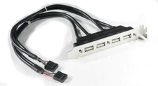 Dual 9 Pin Header to 4 Ports USB 2.0 Female Host Cable Back Rear Panel Bracket