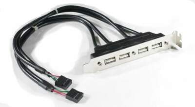 JacobsParts USB 2.0 4 Port Bracket - Motherboard Header To Rear Panel Cable 11 Inch
