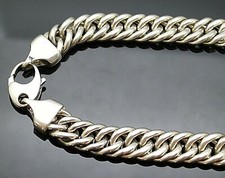 IMPRESSIVE ITALY 12.5MM HOLLOW LINK FLAT CHAIN STERLING SILVER 32" LONG NECKLACE