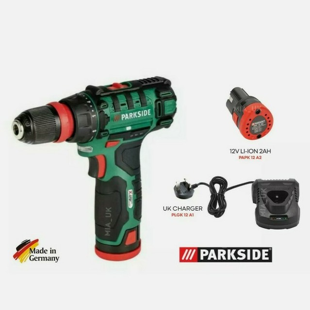 Parkside 12v Cordless Drill Screwdriver PBSA 12 D2 With Battery & Charger 2020 for sale online