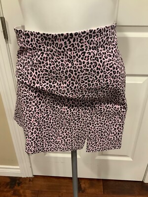 TopShop Pink Leopard Print Mini Skirt, Size