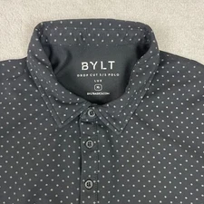 BYLT Shirt Mens XL Black Drop Cut S/S Polo Lux Short Sleeve Performance Dotted
