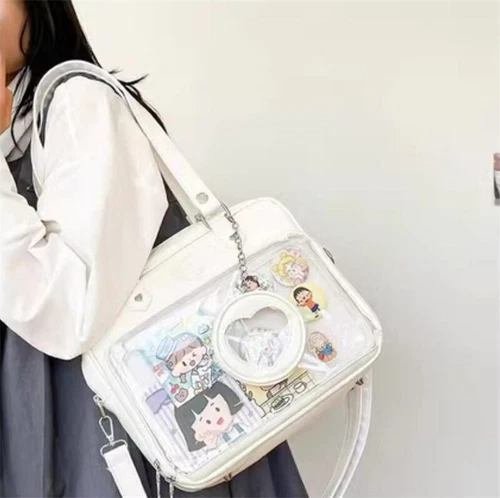 Lolita transparent PU ItaBag shoulder bag handbag JK uniform mailman bag- - Picture 3 of 30