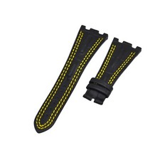 28mm Black Leather Watch Strap For Audemars Piguet Royal Oak Offshore Deployant