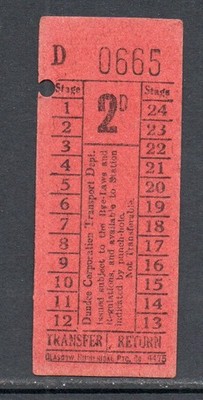 Dundee Corporation Transport 2D Busticket vollständige Details wie gescannt