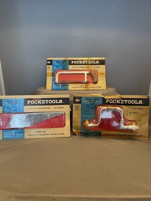 Marx Pockettools Collectors Series Lot 3 Boxed Mini Tool Sets Saw/Brace 1960
