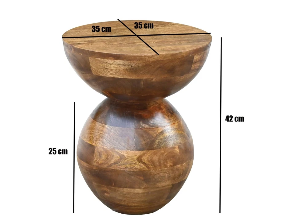 Beistelltisch Massivholz 35cm Couchtisch Wohnzimmertisch Rund Tisch Holz Klein - Bild 3 von 4