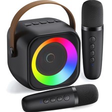 Mini Karaoke Machine Portable Bluetooth Speaker Kids Adults Party Lights