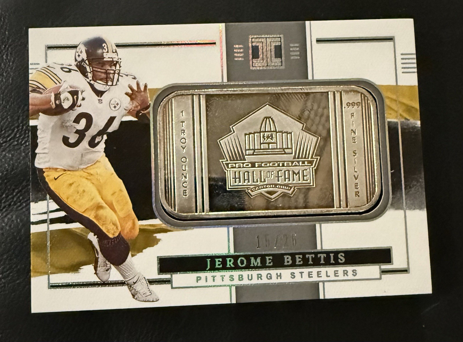 2022 Impeccable 15/25 HOF Silver Bar Jerome Bettis Steelers 1  Troy Oz .999