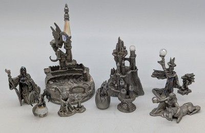 Vtg Lot of 9 Pewter Fantasy Figures Spoontiques Hudson Gallo Cuter Wizard Dragon