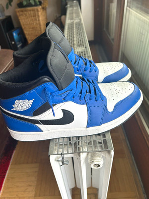 Jordan Air Jordan 1 Mid Herren Sneaker Mid Top Leder blau/weiß/schwarz EU 44