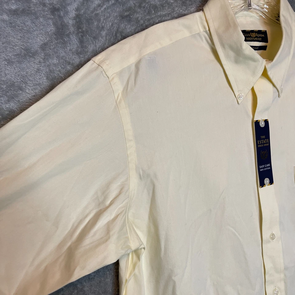 Club Room Men Classic Regular Pinpoint Easy Care Estate Dress Shirt 15.5 Yellow - Image 3 of 4