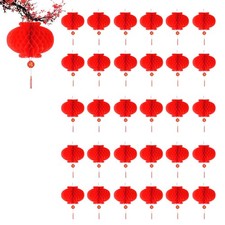 30 Pieces Red Chinese Lanterns, 10 Inches Chinese Lunar New Year Festival Dec...