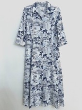 Calypso St. Barth Linen Blend Button Down Coastal Shirt Dress Size Medium