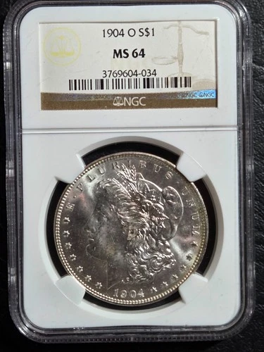 Beautiful 1904 O Morgan Silver Dollar NGC Graded MS 64
