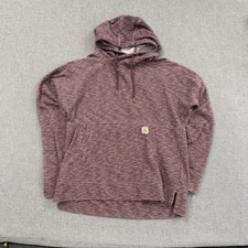 Womens Carhartt Hoodie Relaxed Fit Medium Purple Knit Logo Pullover Sweatshirt