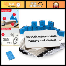 Mini Dry Erase Board Classroom Pack - 30 Lapboards, Erasers Markers Set