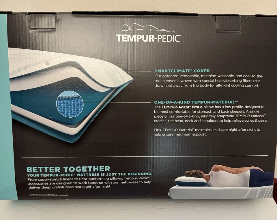 New Tempur-Pedic Adapt Queen Size PROLO Low Profile Pillow - Image 2 of 2