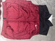 VINTAGE NIKE PUFFER VEST COLORBLOCKED SWOOSH RED BLACK BOYS MEDIUM EXCELLENT
