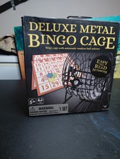 JUNWRROW Deluxe Bingo Game Set-6 Inch Metal Cage, Master Board,75 Colored Bal...